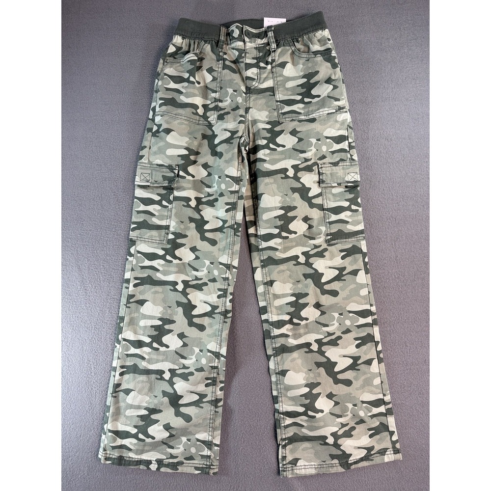 Limited Too Camo Cargo Pants Girls 18 Green Twill Elastic Waist Pockets NWT